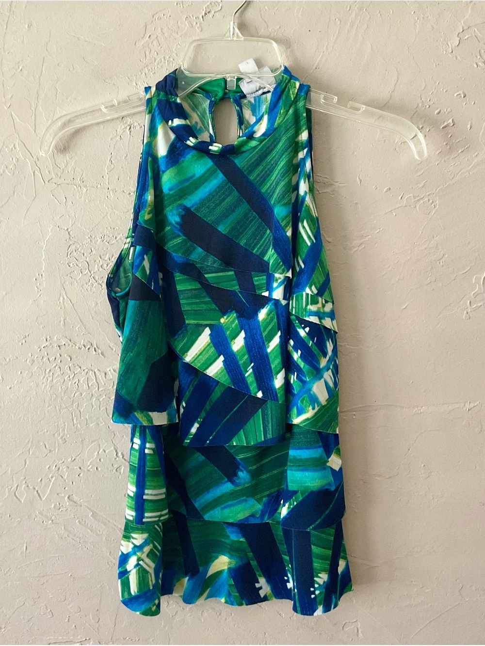 Worthington Blue Green Abstract Halter Ruffle Top - Picture 6 of 6